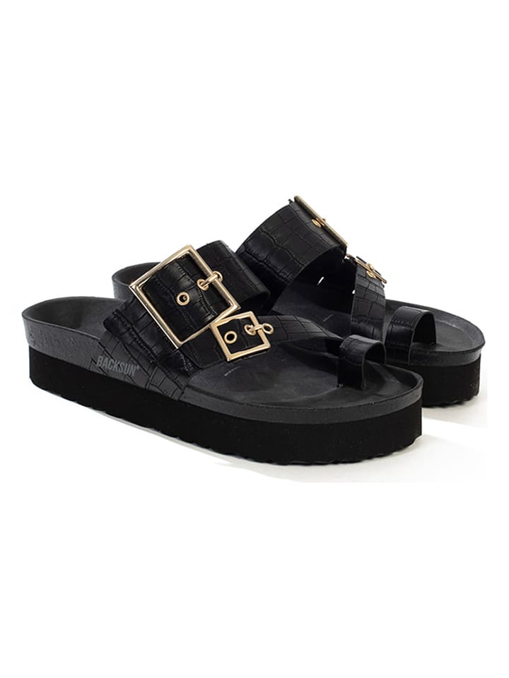 BACKSUN Zehentrenner "Valdivia" in Schwarz - 62% | Größe 39 | Damen-sandalen