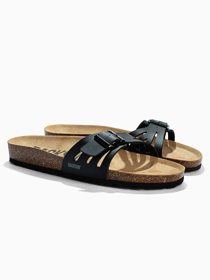 BACKSUN Leder-Pantoletten "Venecia" in Schwarz - 62% | Größe 40 | Damen-pantoletten