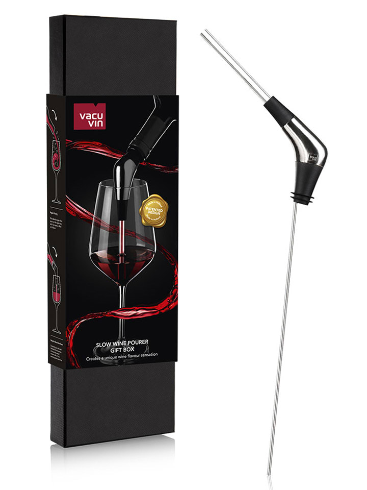 Vacu Vin Weinausgießer ''Slow'' in Silber/ Schwarz - (L)33 cm - 44% | Gedeckter-tisch