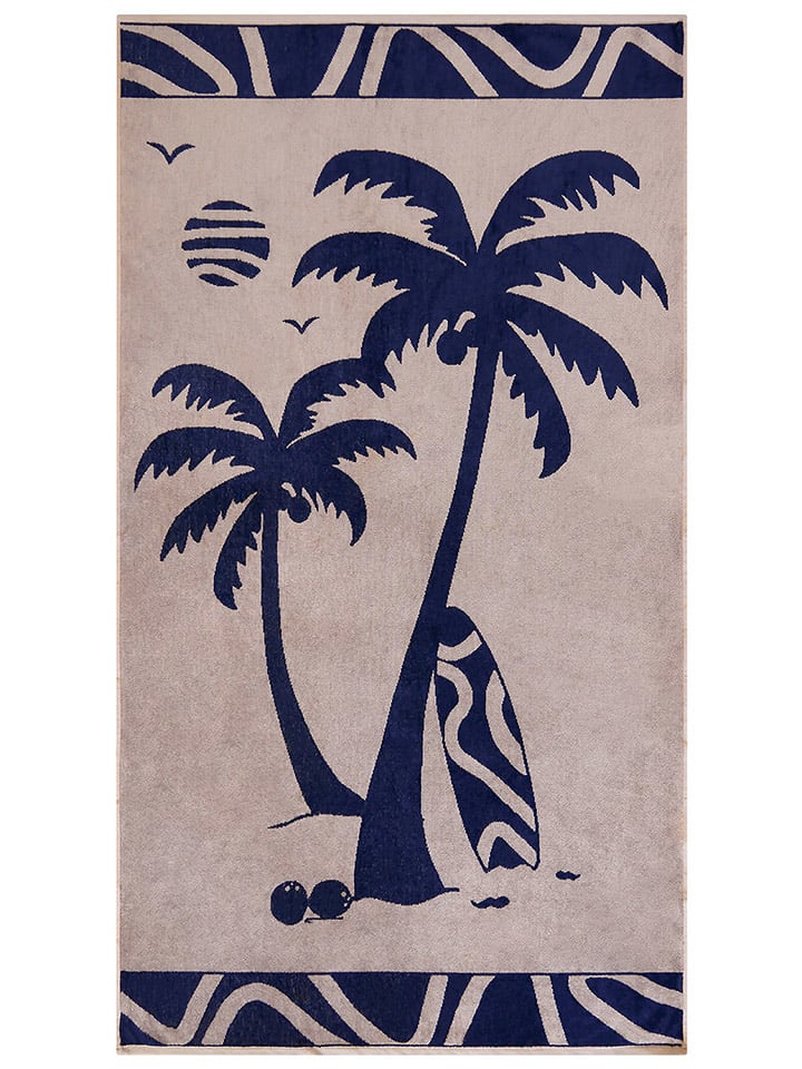 Le Comptoir de la Plage Strandtuch ''Likoma'' in Beige/ Dunkelblau - (L)170 x (B)90 cm - 53% | Badtextilien