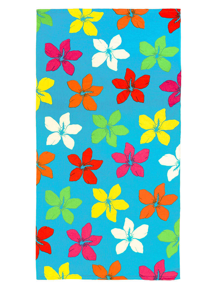 Le Comptoir de la Plage Mikrofaser-Strandtuch ''Blooming'' in Hellblau/ Bunt - (L)170 x (B)90 cm - 52% | Badtextilien