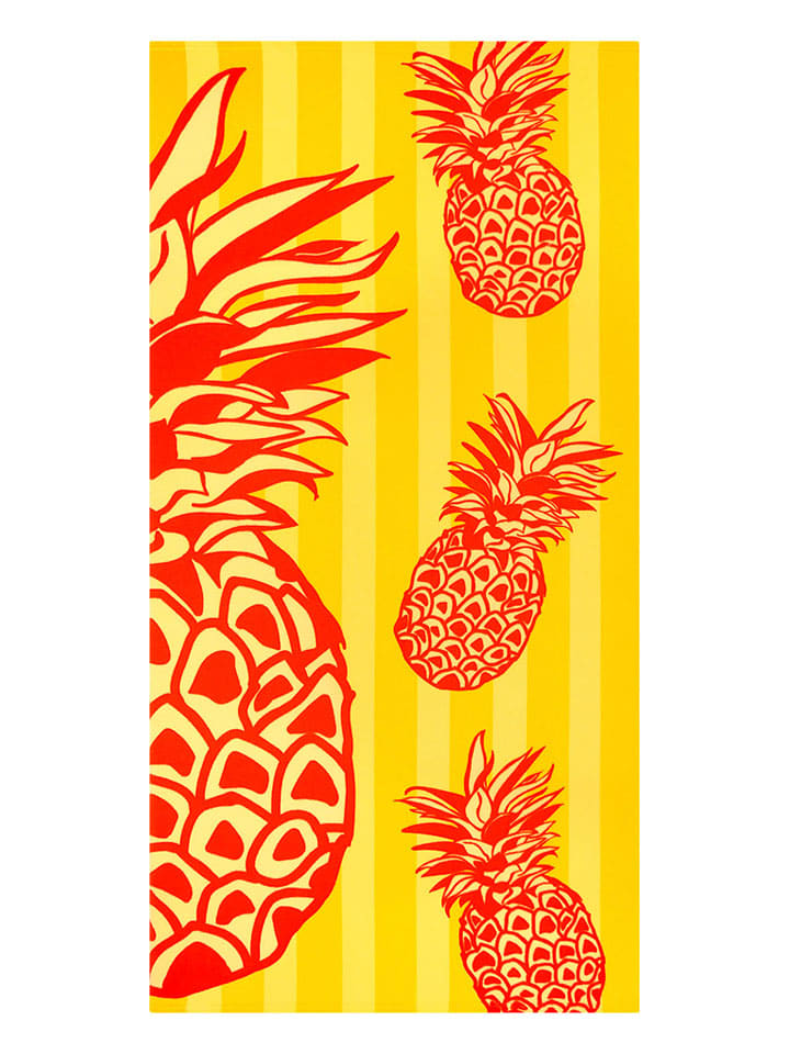 Le Comptoir de la Plage Mikrofaser-Strandtuch ''Pop-Ananas'' in Gelb/ Rot - (L)150 x (B)75 cm - 46% | Badtextilien