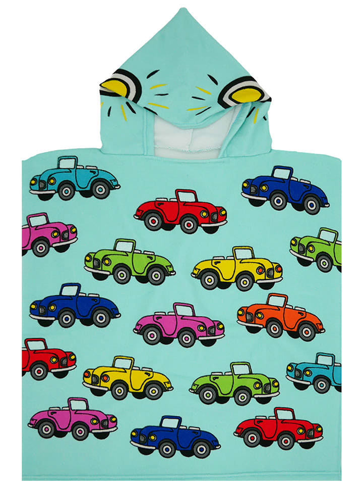 Le Comptoir de la Plage Badeponcho "Cars" in Türkis/ Bunt - (L)60 x (B)60 cm - 52% | Badtextilien
