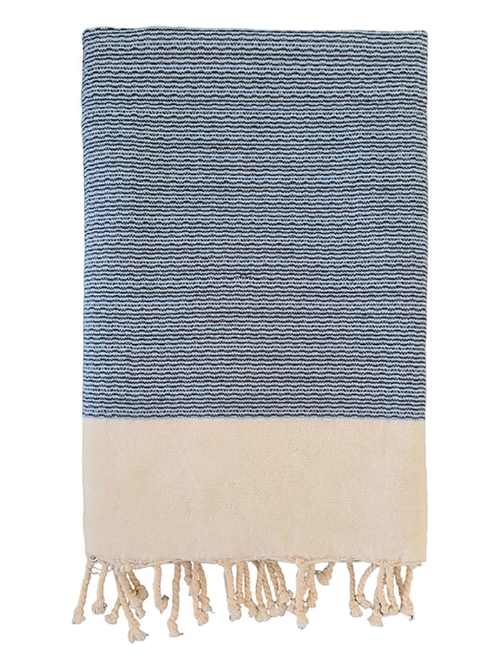 Le Comptoir de la Plage Fouta "Athena" in Blau/ Beige - (L)200 x (B)100 cm - 39% | Badtextilien