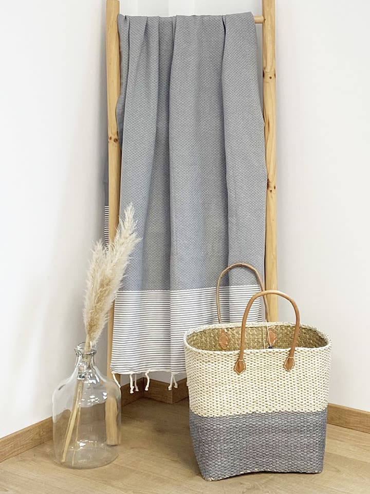 Le Comptoir de la Plage Fouta "Mikanda" in Grau - (L)200 x (B)100 cm - 44% | Badtextilien