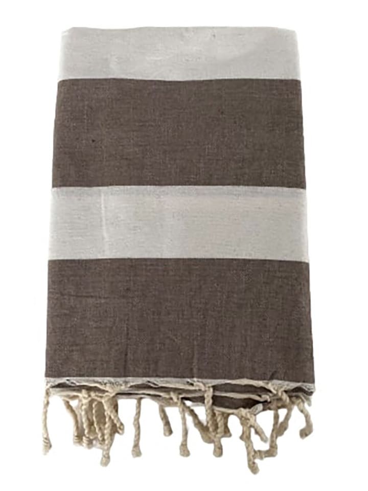 Le Comptoir de la Plage Fouta ''Transat'' in Taupe/ Weiß - (L)200 x (B)100 cm - 39% | Badtextilien