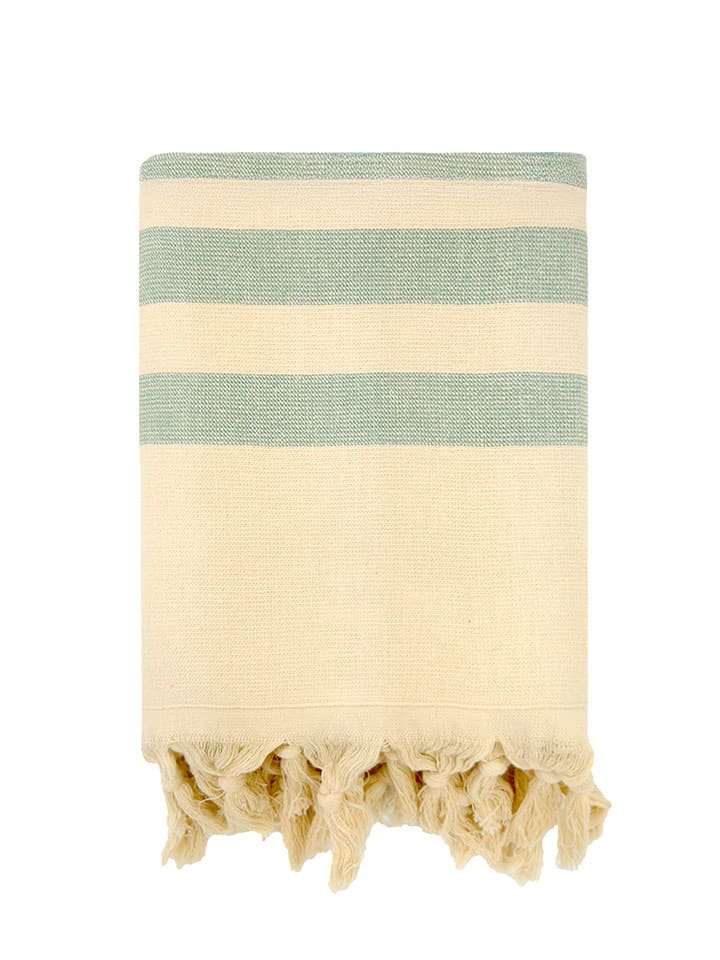 Le Comptoir de la Plage Fouta ''Fidji' in Beige/ Grün - (L)160 x (B)90 cm - 53% | Badtextilien