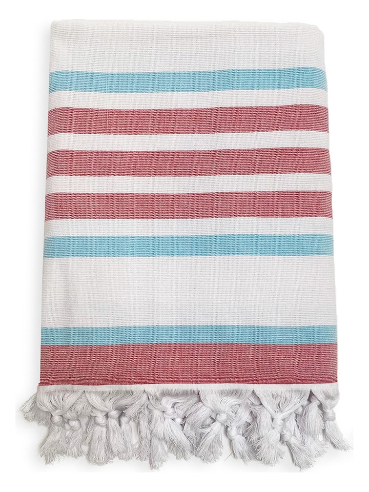 Le Comptoir de la Plage Fouta "Doublee - Latigo" in Rot/ Hellblau - (L)180 x (B)140 cm - 52% | Badtextilien