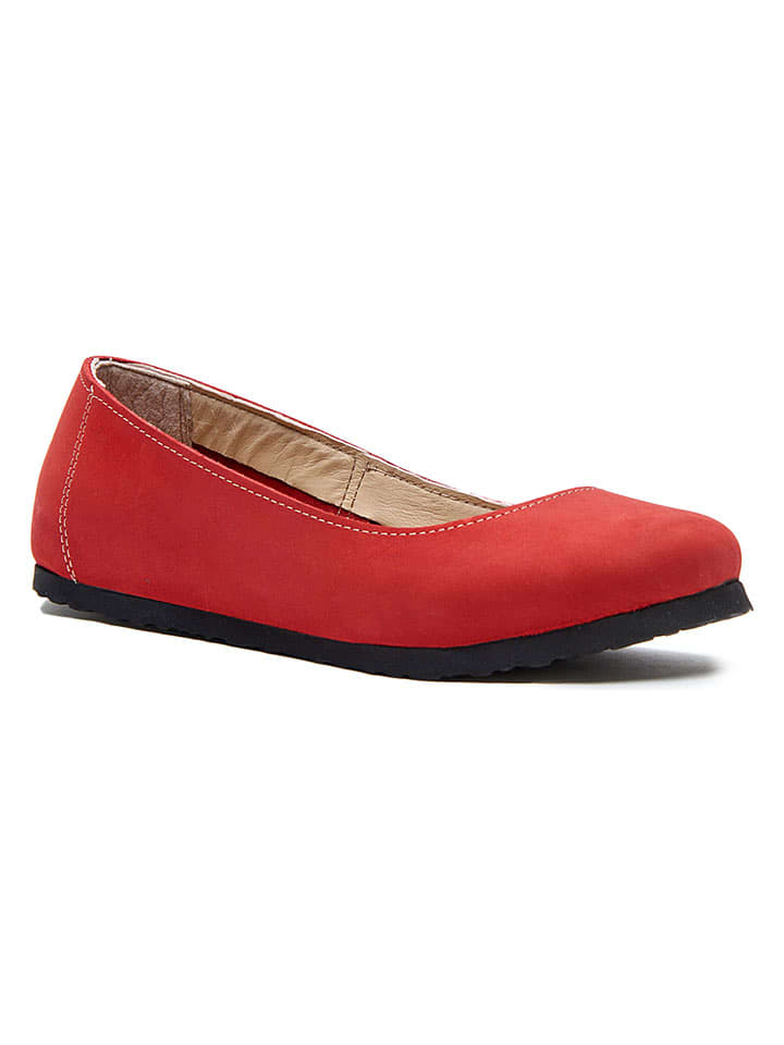 Comfortfusse Leder-Ballerinas in Rot - 62% | Größe 37 | Damen-ballerinas