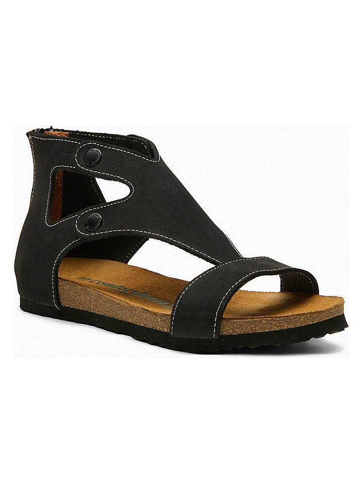 Comfortfusse Leder-Sandalen "Vera" in Schwarz - 64% | Größe 39 | Damen-sandalen