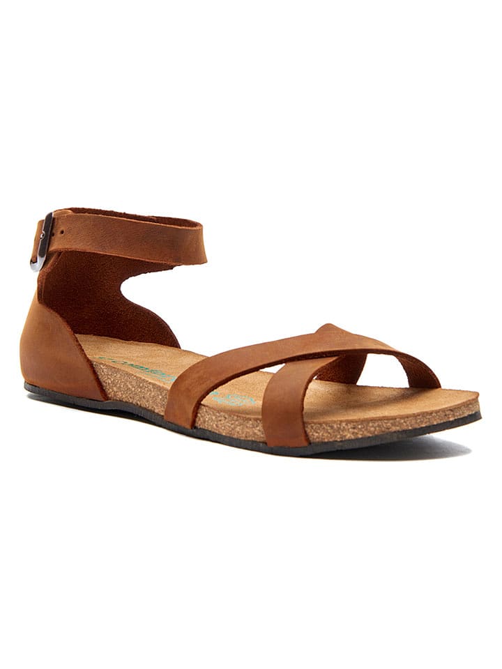 Comfortfusse Leder-Sandalen in Hellbraun - 58% | Größe 39 | Damen-sandalen