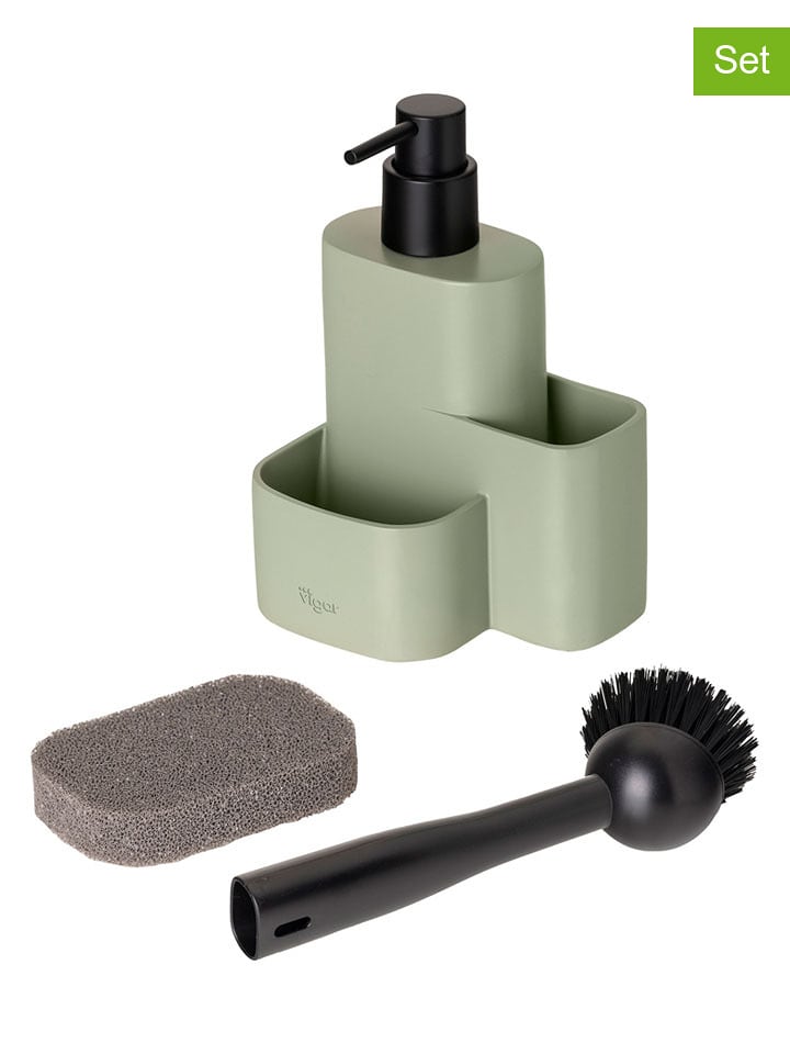 Vigar 3tlg. Set: Spülorganizer "Pocket" in Mint - (B)12 x (H)24,5 x (T)10 cm - 31% | Kuechenhelfer