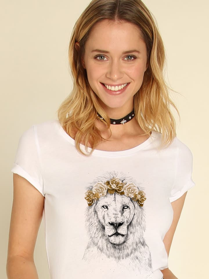 WOOOP Shirt "Lion Autumn" in Weiß - 62% | Größe M | Damen-tops