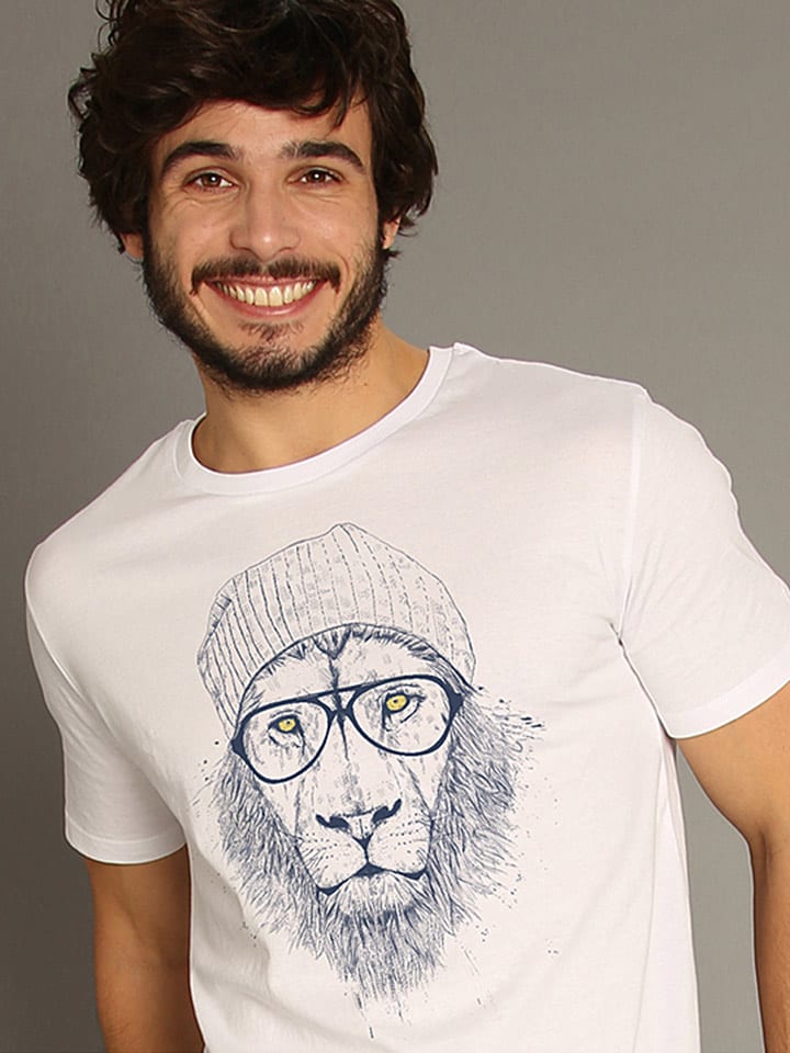 WOOOP Shirt "Cool Lion" in Weiß - 62% | Größe XXL | Herren-plussize