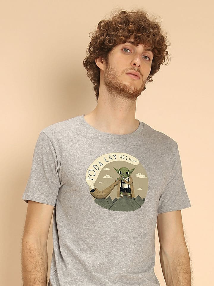 WOOOP Shirt "Yoda layheehoo" in Grau - 65% | Größe L | Herren-plussize