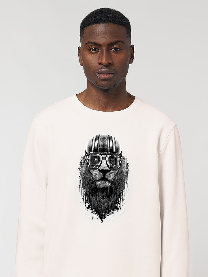 WOOOP Sweatshirt "Lion Rider" in Creme - 58% | Größe S | Herren-plussize