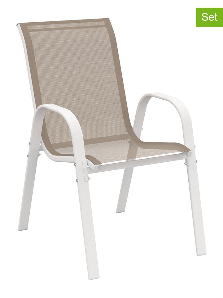 Inkazen 4er-Set: Gartenstühle in Beige/ Weiß - (B)51,5 x (H)84 x (T)68 cm - 68% | Garten-moebel