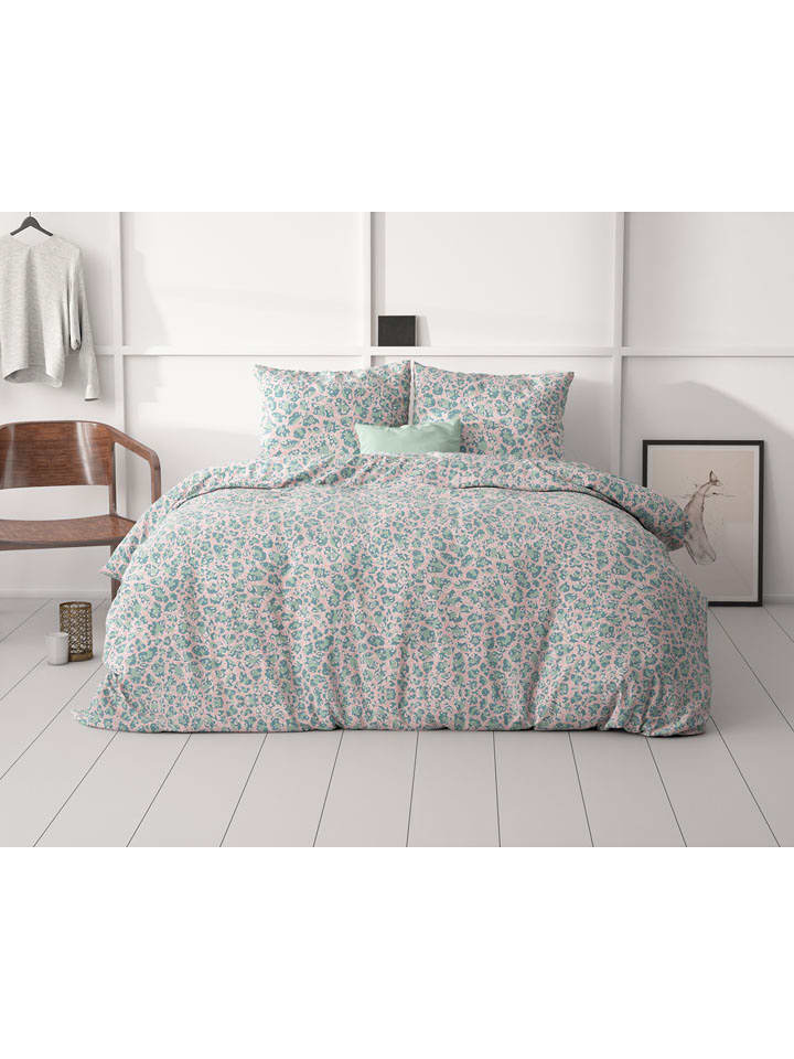 Sleeptime Mikrofaser-Bettwäsche-Set "Camalia" in Rosa/ Türkis - 58% | Größe 140x200/220 cm | Bettwaesche-bettwaren