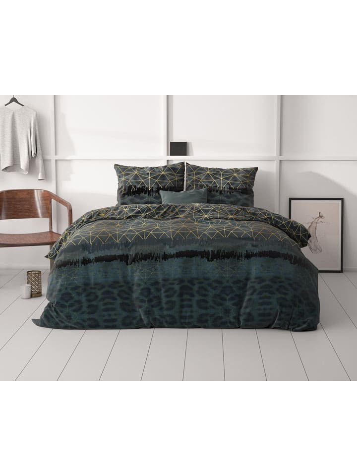 Sleeptime Mikrofaser-Bettwäsche-Set "Leopard Deco" in Grün - 65% | Größe 240x200/220 cm | Bettwaesche-bettwaren