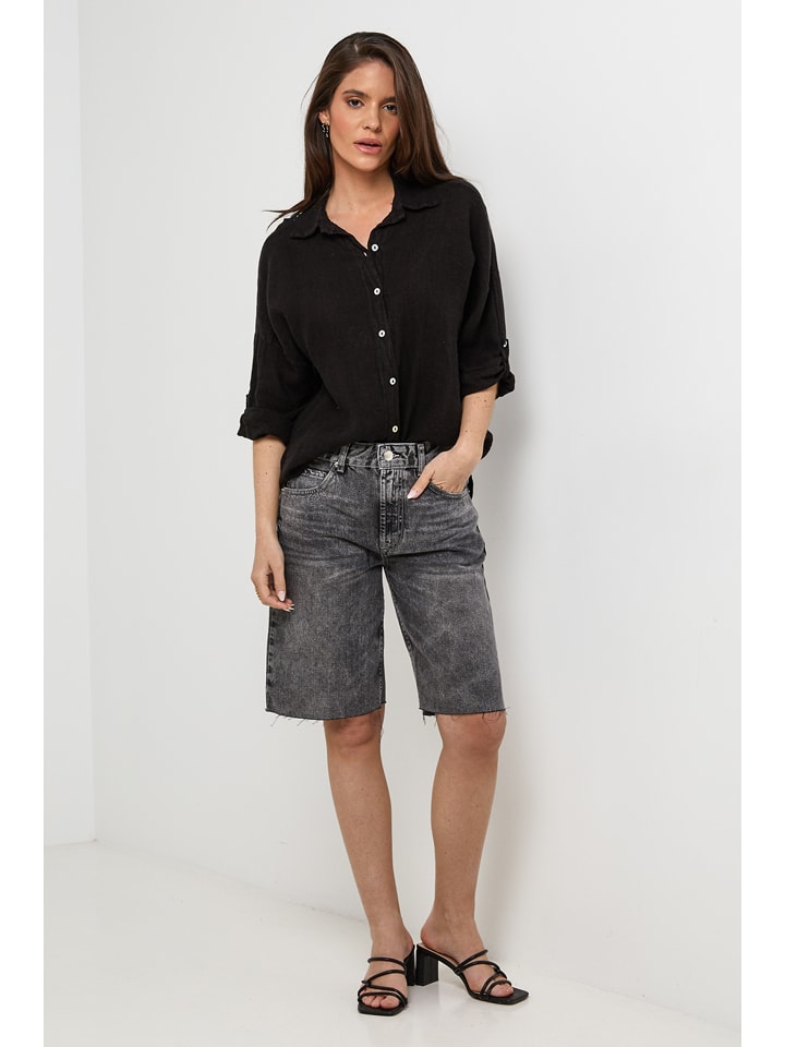 Lin Passion Leinen-Hemd in Schwarz - 74% | Größe 34/36 | Damen-blusen
