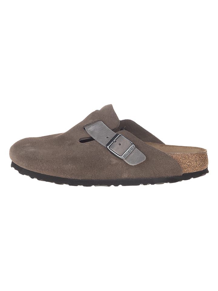 Birkenstock Leder-Clogs "Boston" in Anthrazit - 15% | Größe 40 | Damen-pantoletten
