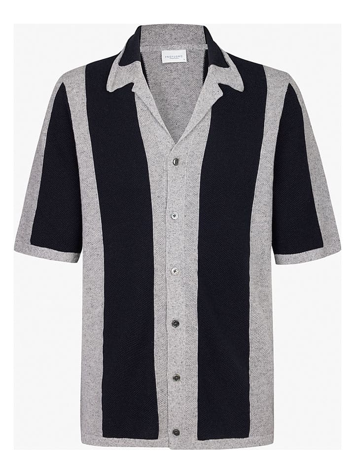 PROFUOMO Hemd in Schwarz/ Grau - 61% | Größe M | Herren-plussize