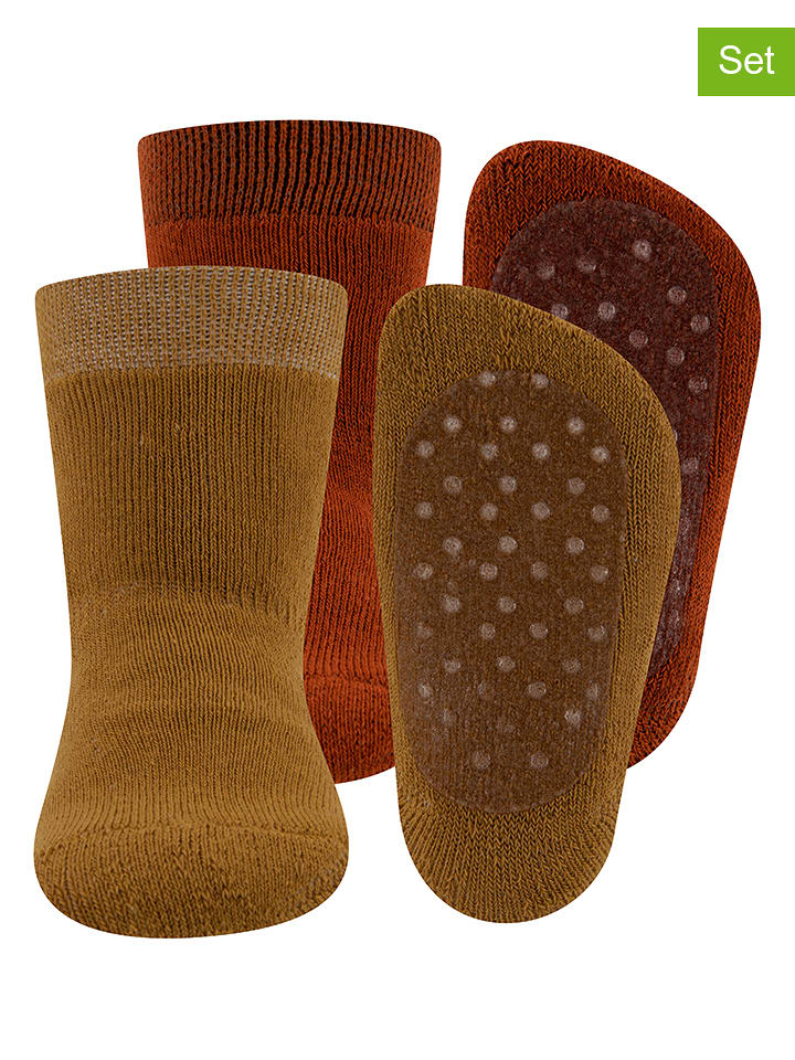 ewers 2er-Set: ABS-Socken Rot/ Ocker - 50% | Größe 17/18 | Babysocken-strumpfhosen