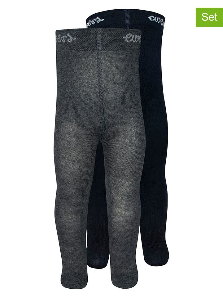 ewers 2er-Set: Strumpfhosen in Anthrazit/ Schwarz - 50% | Größe 62 | Babysocken-strumpfhosen