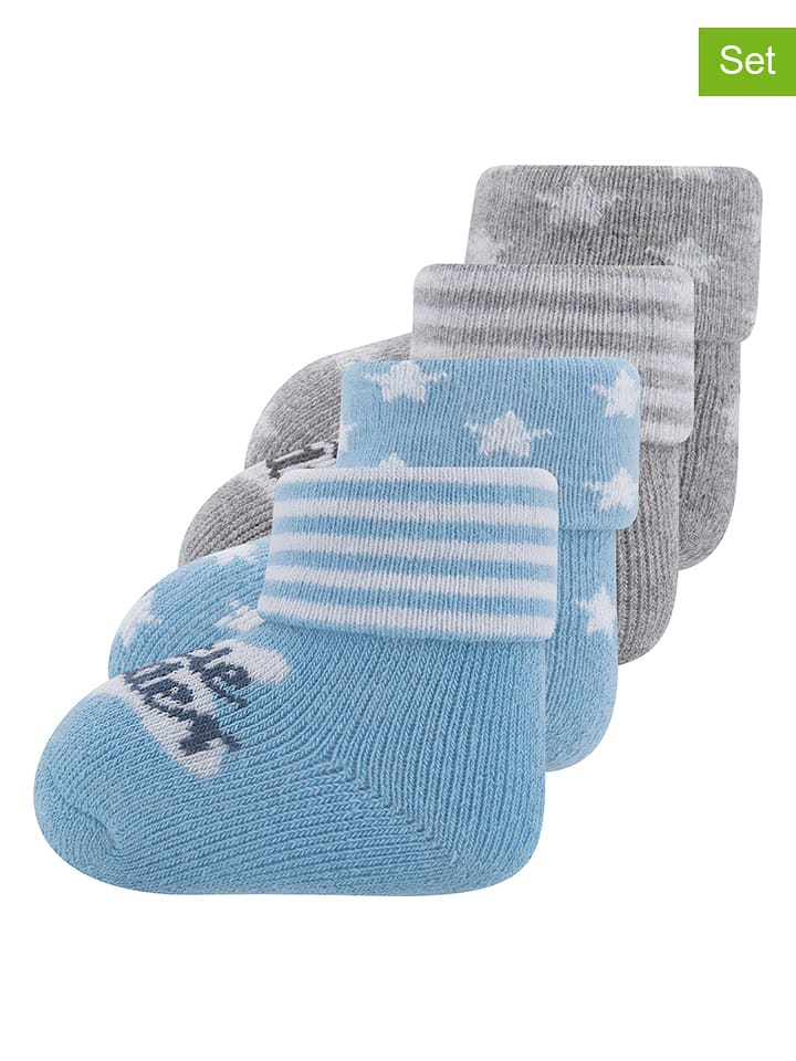 ewers 4er-Set: Babysocken "Little Wonder" in Grau/ Hellblau - 38% | Babysocken-strumpfhosen