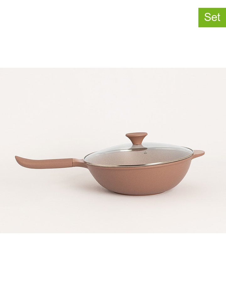 CREATE 2tlg. Set: Wok ''Studio'' in Hellbraun - Ø 32 cm - 22% | Kochgeschirr