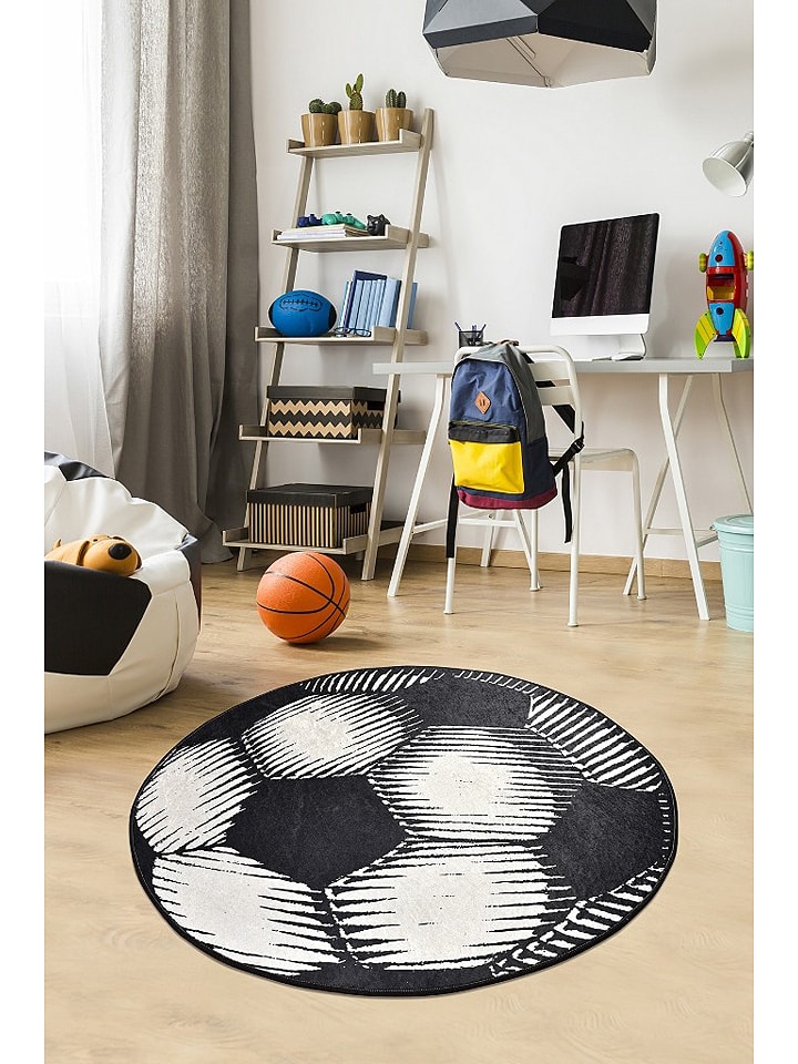 Mioli Kurzflor-Teppich "Ball" in Schwarz/ Weiß - 77% | Größe 200 cm | Teppiche-fussmatten