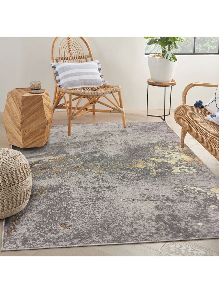 Mioli Kurzflor-Teppich in Grau/ Gold - 76% | Größe 100x150 cm |