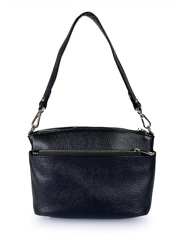 Florence Bags Leder-Schultertasche "Gioa" in Schwarz - (B)24 x (H)16 x (T)6 cm - 70% | Damen-taschen