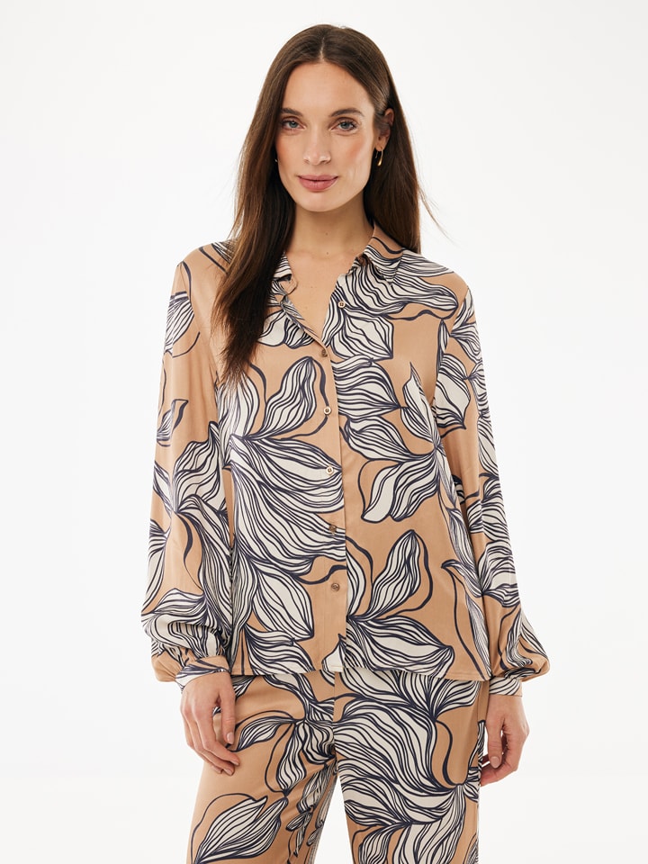 Mexx Bluse in Hellbraun/ Schwarz - 62% | Größe 34 | Damen-blusen