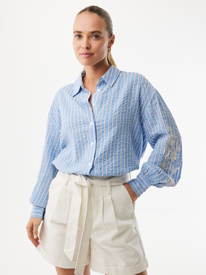 Mexx Bluse in Hellblau/ Weiß - 61% | Größe 42 | Damen-blusen