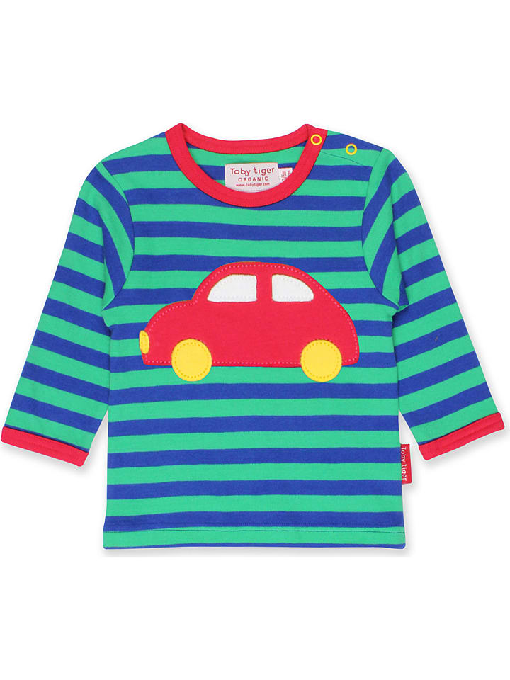 Toby Tiger Longsleeve in Türkis/ Blau/ Rot - 49% | Größe 68 | Baby-langarmshirts