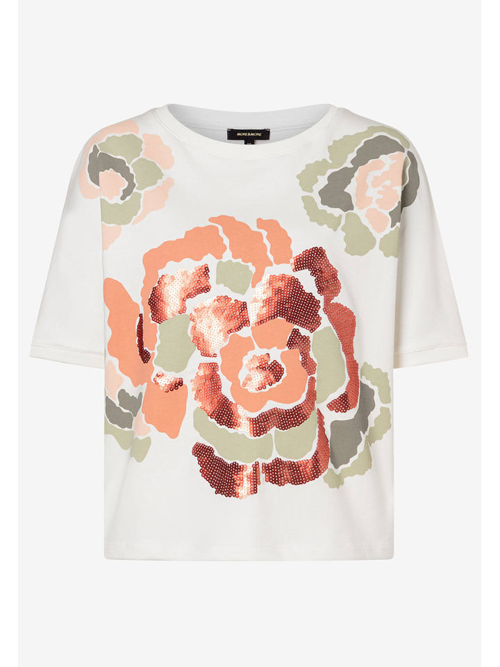 More & More Shirt in Weiß/ Apricot - 75% | Größe 34 | Damen-tops