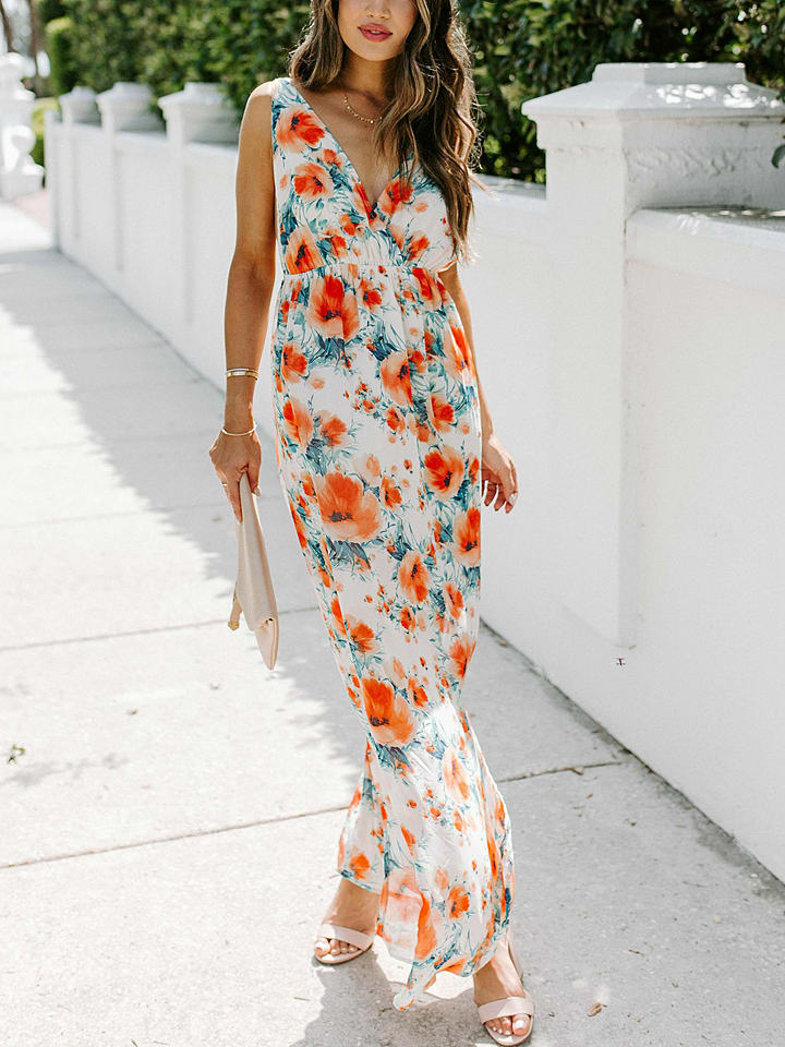 Milan Kiss Kleid in Weiß/ Orange/ Grün - 66% | Größe M | Damen-kleider
