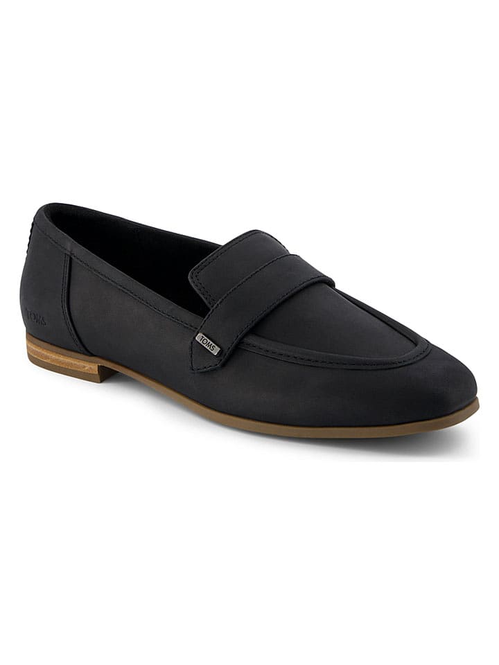 TOMS Leder-Slipper in Schwarz - 52% | Größe 40 | Damen-schuhe-halbschuhe