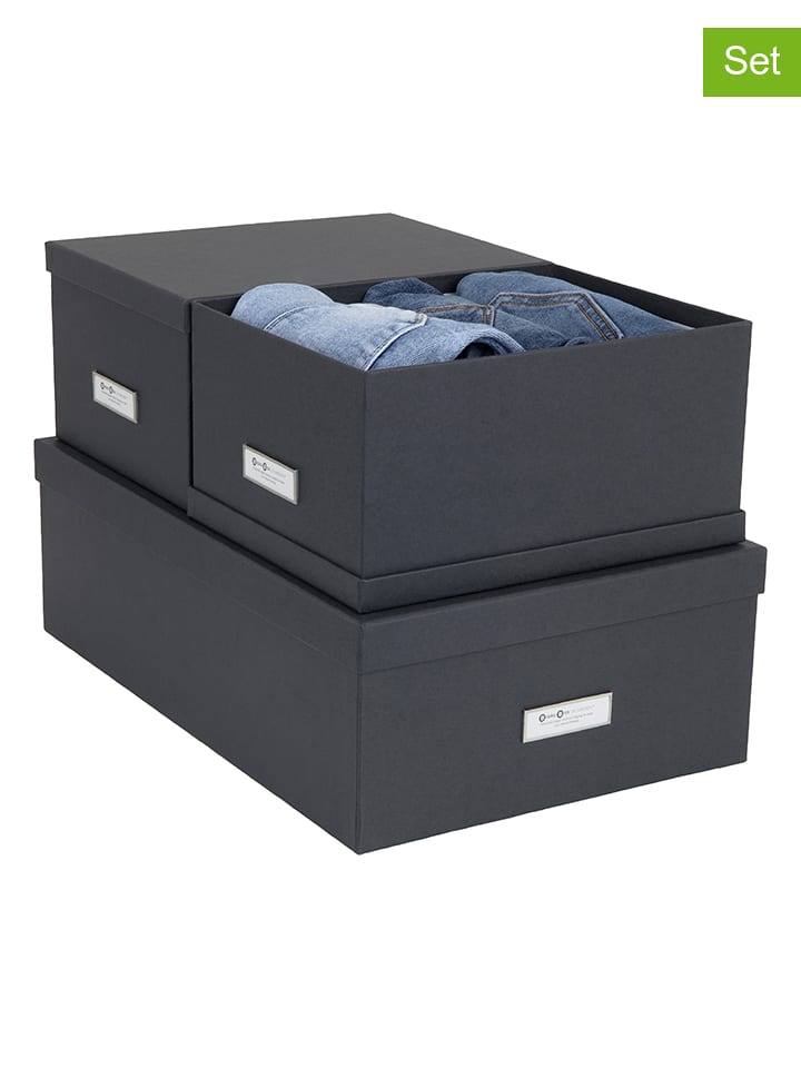BIGsoBox 3er-Set: Aufbewahrungsboxen "Inge" in Anthrazit - 52% | Kisten-koerbe