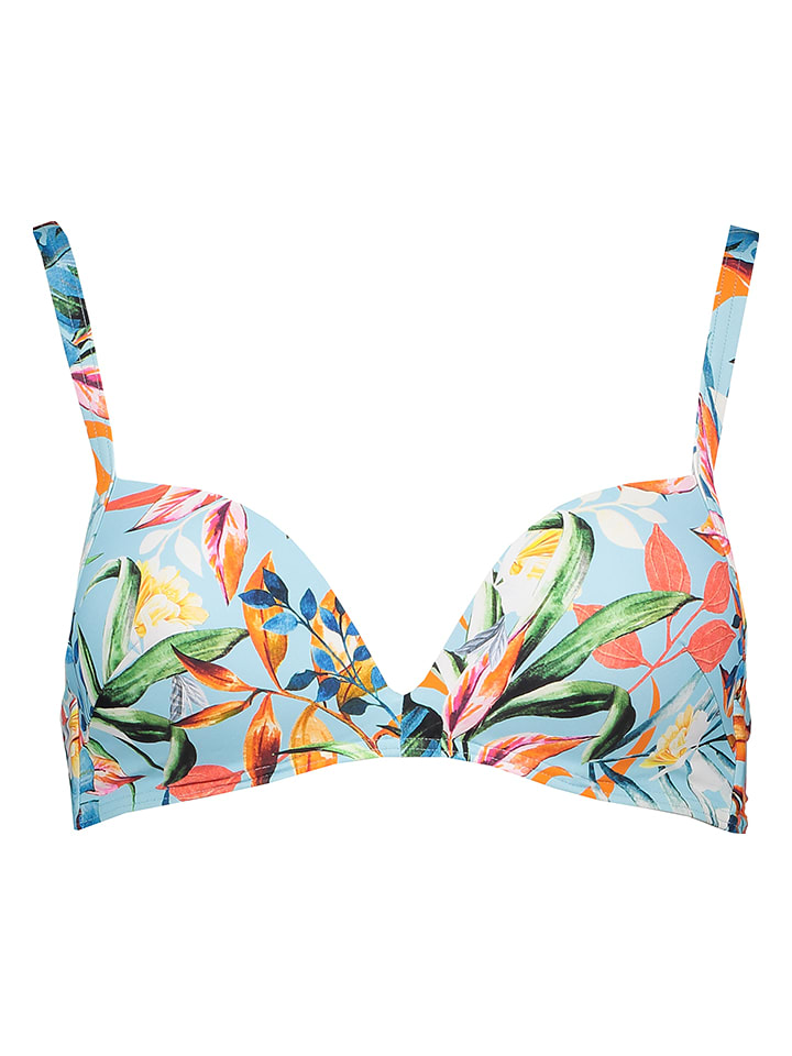 Venice Beach Bikini-Oberteil in Hellblau/ Bunt - 62% | Größe 38A-Cup | Damen-bademode