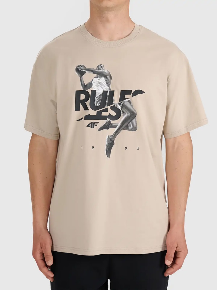 4F Shirt in Beige - 50% | Größe S | Herren-plussize