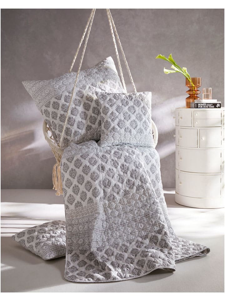 heine home Kissenhülle in Weiß/ Grau - 60% | Größe 80x80 cm | Dekokissen