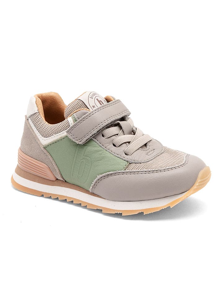 bisgaard Leder-Sneakers "Walde" in Grau/ Grün - 52% | Größe 30 | Babysneakers