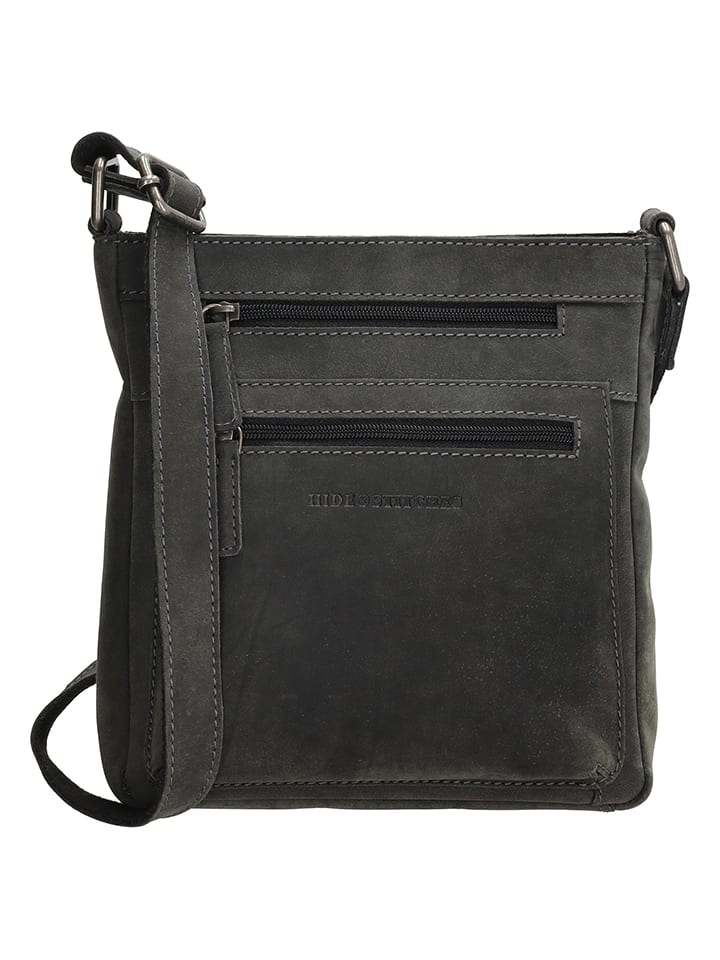 HIDE & STITCHES Leder-Umhängetasche in Schwarz - (B)21 x (H)23 x (T)6 cm - 64% | Damen-taschen