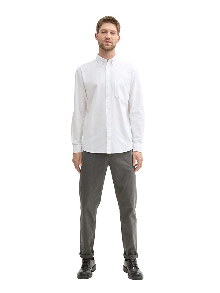 Tom Tailor Hemd - Regular fit - in Weiß - 55% | Größe XL | Herren-plussize