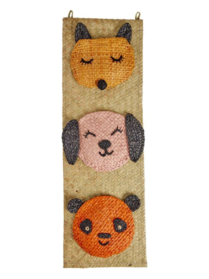 Rice Wanddekoration "Animal Face" in Beige/ Orange/ Rosa - (L)60 x (B)20 cm - 54% | Wanddekoration