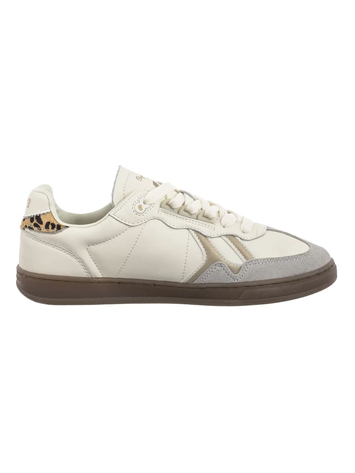 Pepe Jeans FOOTWEAR Leder-Sneakers "Ball" in Creme/ Grau - 55% | Größe 38 | Damen-sneakers