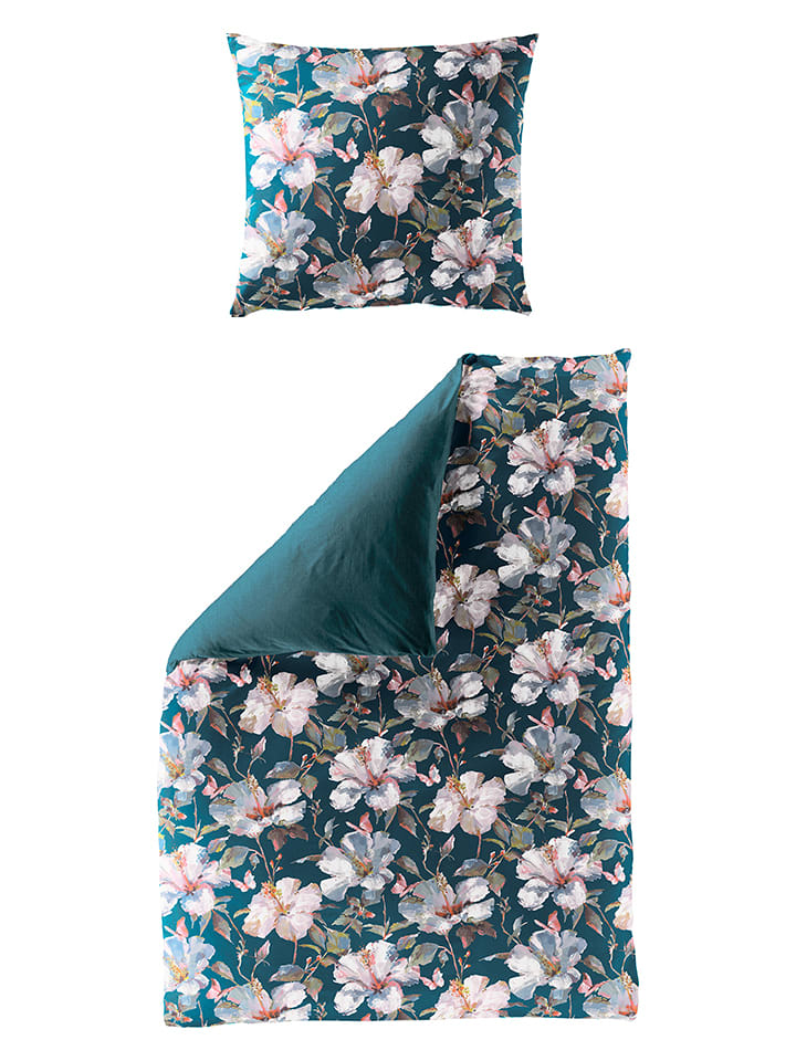 Bierbaum Satin-Bettwäsche-Set in Petrol - 49% | Größe 155x220 cm | Bettwaesche-bettwaren
