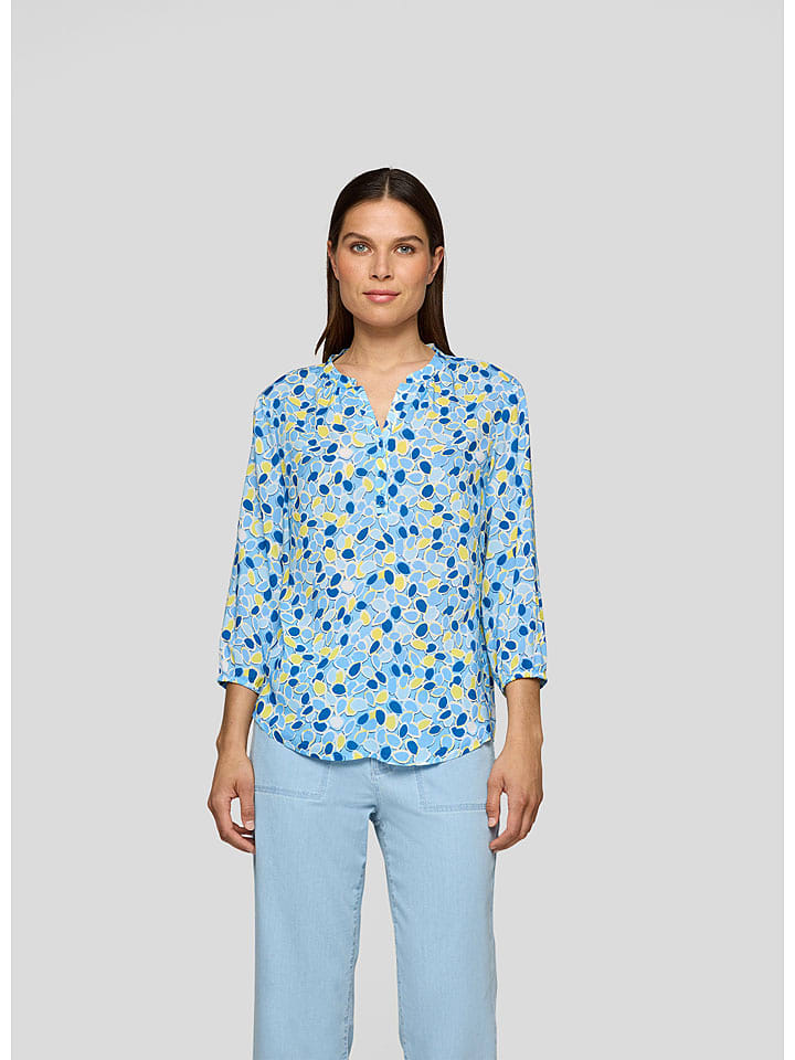 Rabe Bluse in Hellblau/ Gelb - 61% | Größe 48 | Damen-blusen